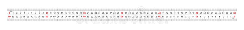 Ruler bidirectional double sided 600 millimeter, 60 centimeter. The division price is 1 mm. Calibration grid stock illustration