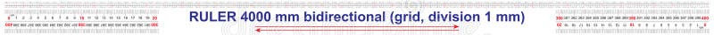 Ruler bidirectional double sided 4000 millimeter, 400 centimeter, 4 meter. The division price is 1 mm stock illustration