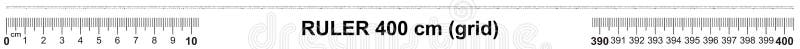Ruler 400 centimeter. Measurement tool in cm. Calibration grid stock illustration