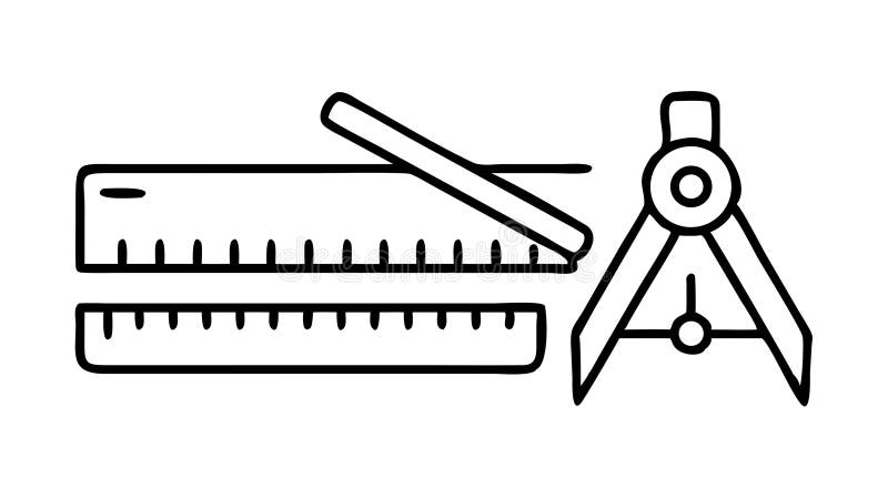 Ruler Compass Drawing Tools Vector Icon Vektordesign Generative AI stock abbildung