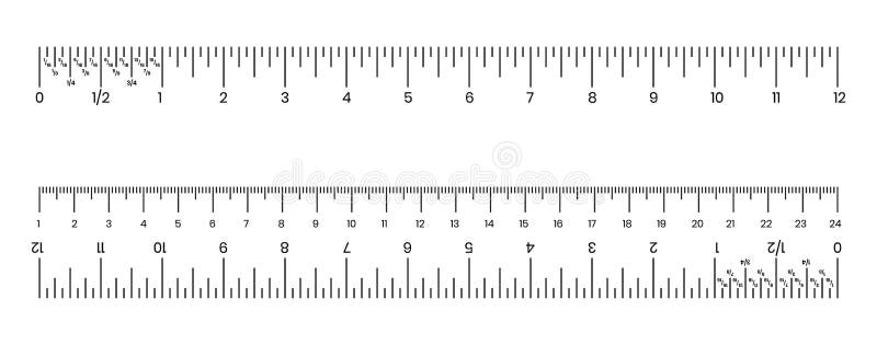 Ruler Inch , Centimeter and Millimeter Scale with Numbers for Apps