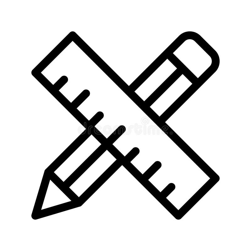Ruler pencil line vector icon royalty free illustration