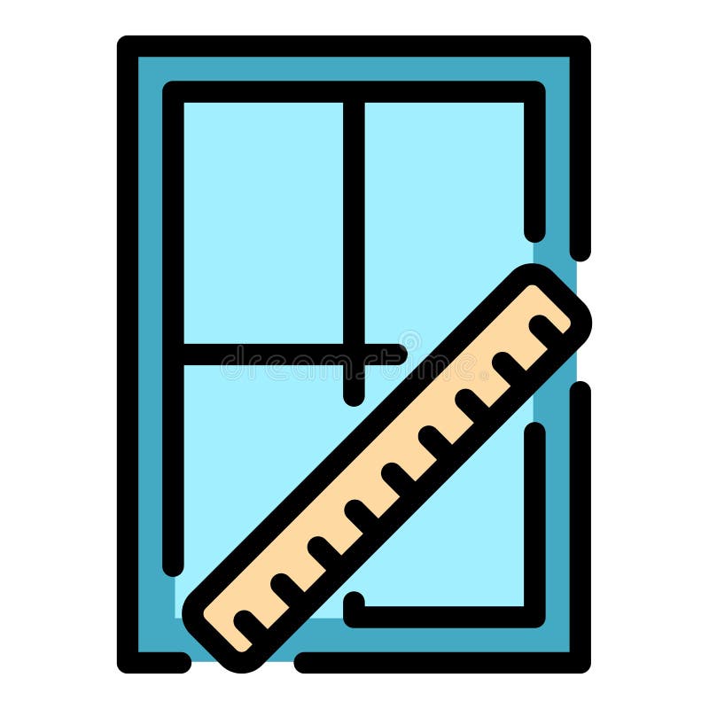 Ruler window measurement icon color outline vector stock illustration