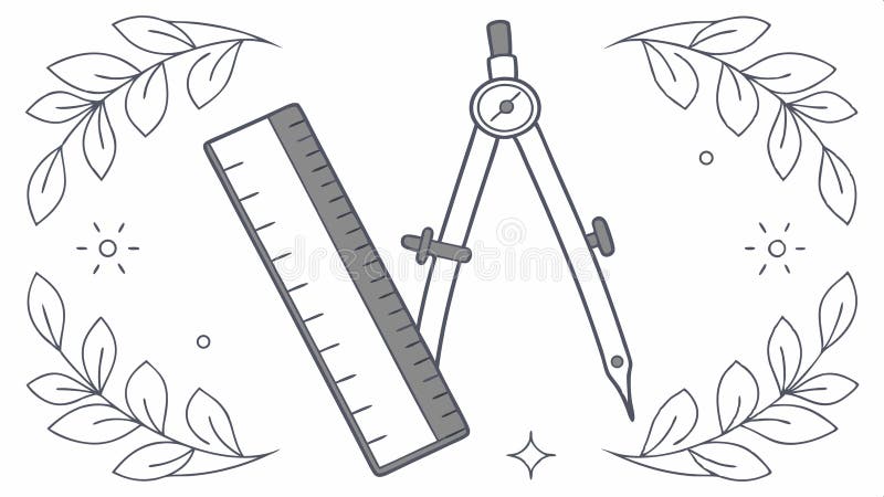 Rulers and compass geometry tools science math education graphic illustration vector design Generative AI vector illustration