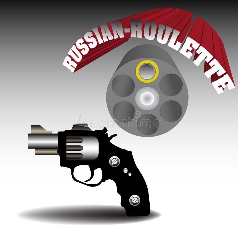 Ilustración de Concepto De Juego Typography Russian Roulette Aislado Sobre  Fondo Blanco Plantilla Vectorial Monocroma Con