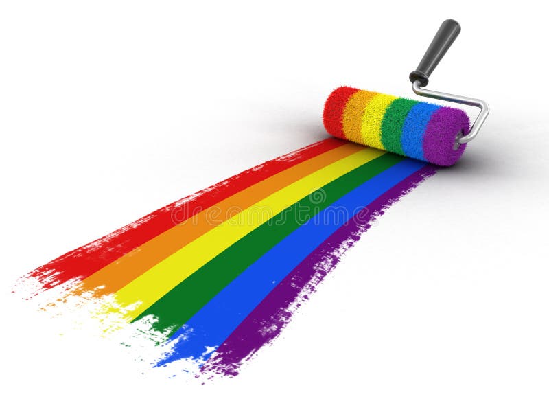 Rullo di pittura con la bandiera di gay pride