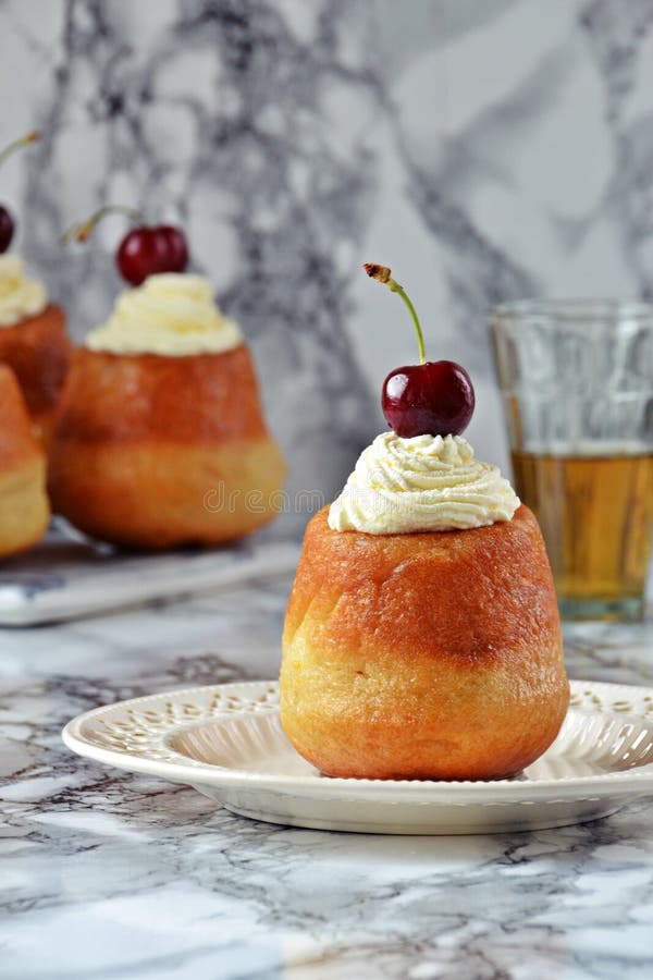 Rum Baba Dessert stock photo. Image of whipped, delicious 94885130