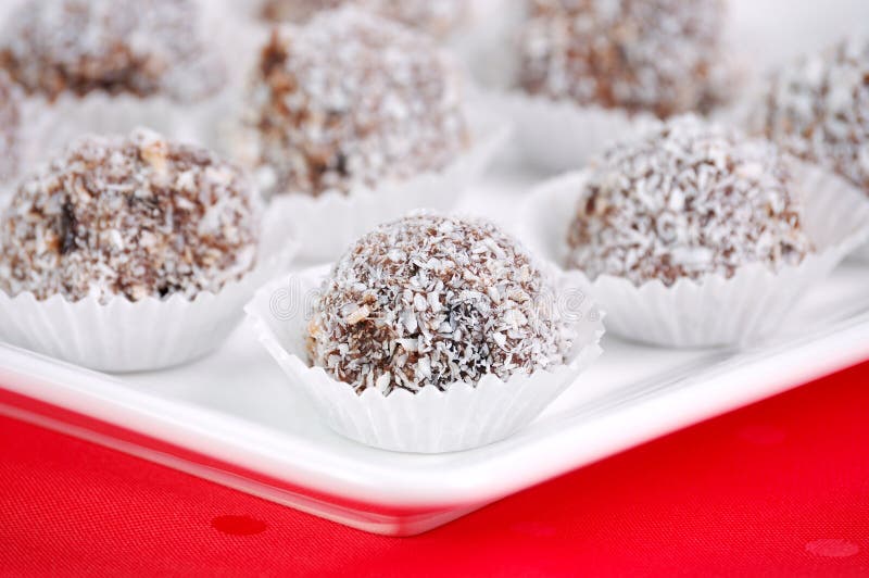 Rum balls with cherry stock photo. Image of meal, delicious 4884520