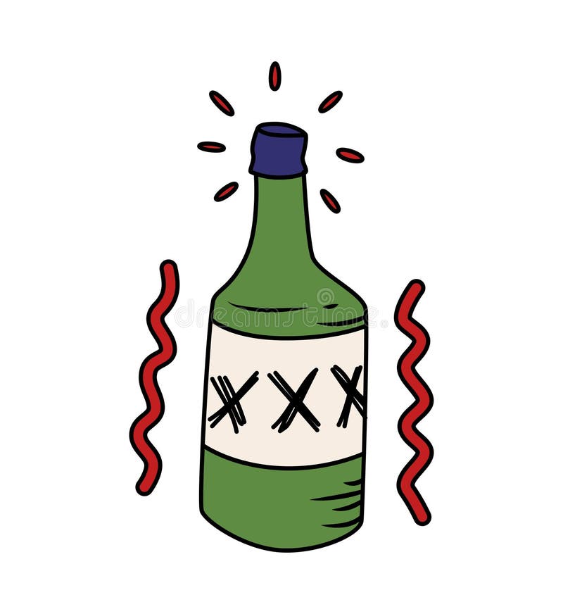 Rum Bottle Tattoo Composition Stock Vector Illustration of colorful