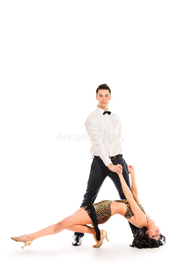 Beautiful professional artists dancing passionate dance. Isolated over white. Beautiful professional artists dancing passionate dance. Isolated over white.