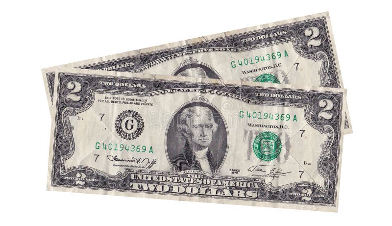 Rumpled American dollars on a white background