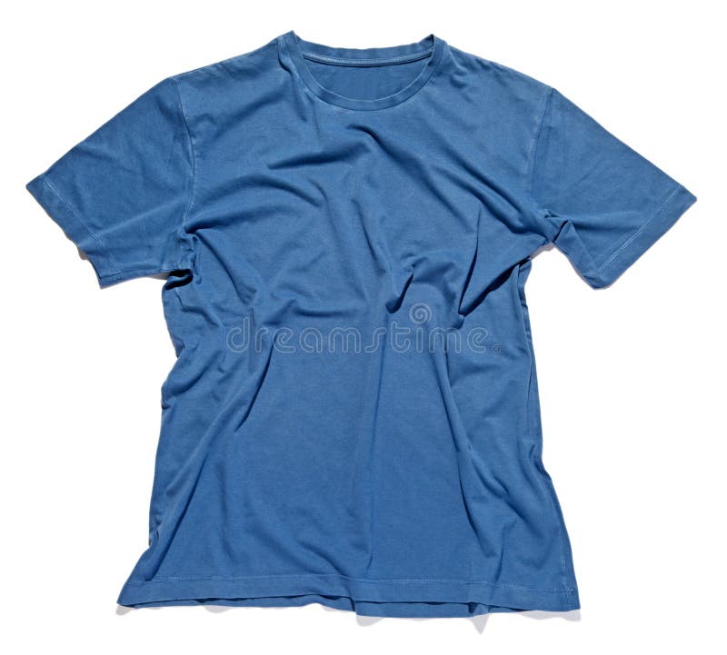Rumpled and crinkled blue cotton t-shirt royalty free stock photos