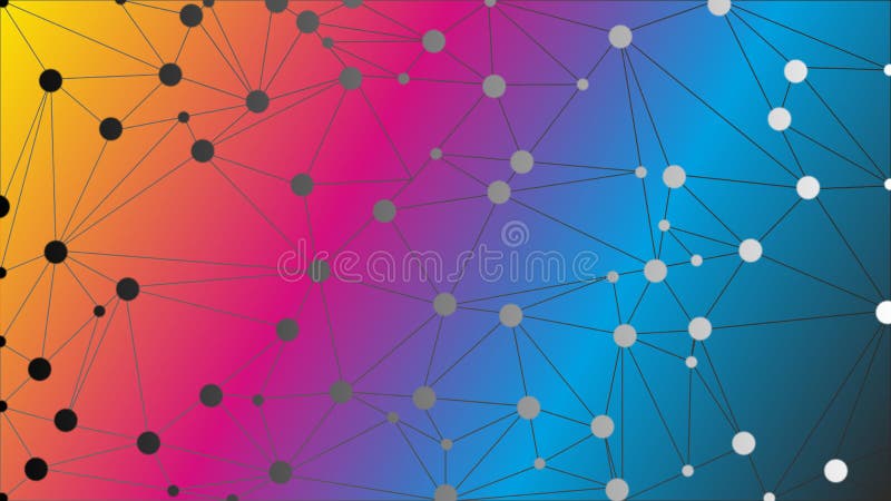 Rumpled triangular, circle style geometric network pattern. Rainbow abstract background. Vector graphic illustration template.