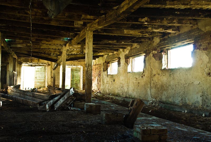 Run-down barn interior