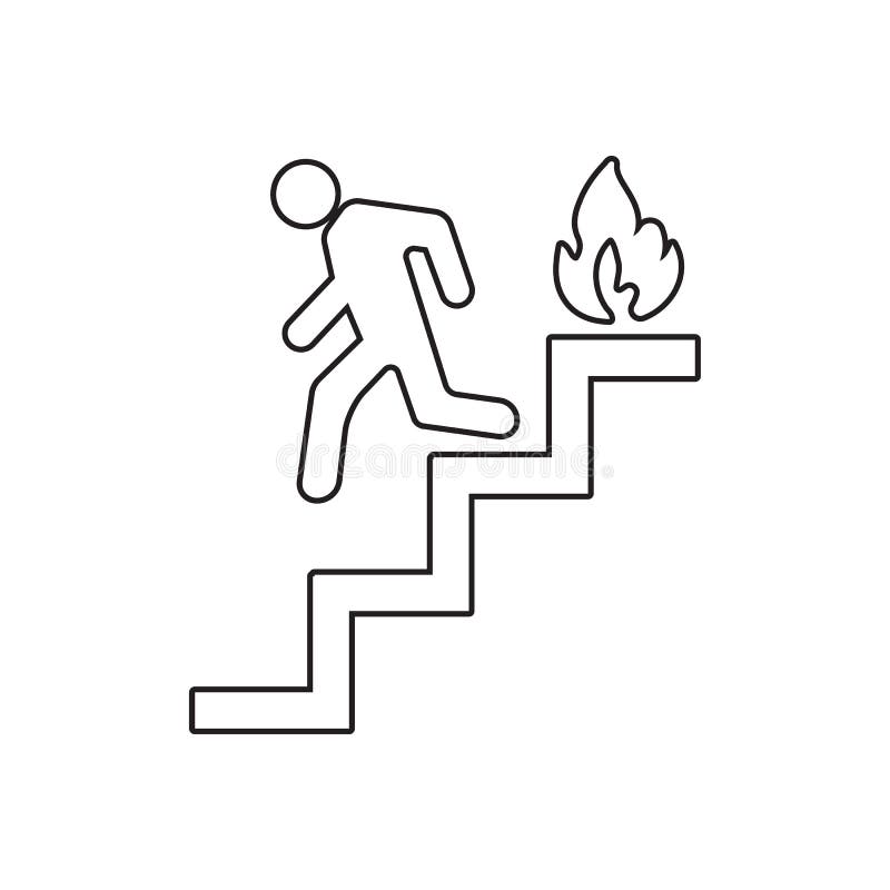 run man in the stairs exit icon. Element of fire guardfor mobile concept and web apps icon. Outline, thin line icon for website stock illustration run man in the stairs exit icon. Element of fire guardfor mobile concept and web apps icon. Outline, thin line icon for website stock illustration
