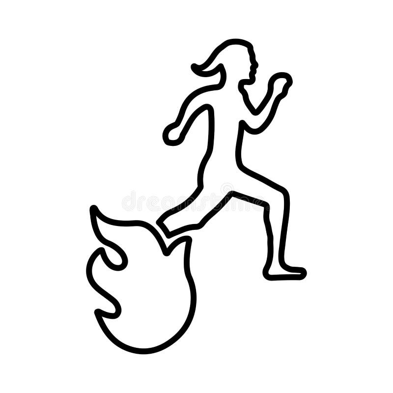 Run, Runner, Fire Danger Line Icon. Outline Vector Stock Vector
