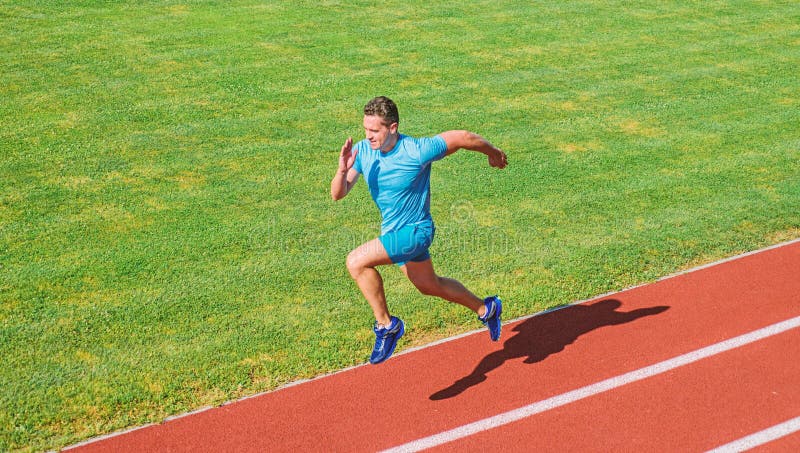 Athlete Run Track Grass Background. Runner in Motion Stock Image ...
