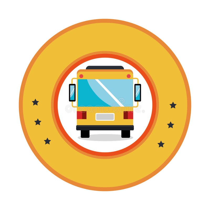 Rund ram för färg med främre sikt för buss royaltyfri illustrationer Rund ram för färg med främre sikt för buss royaltyfri illustrationer