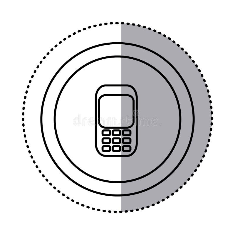 Rund ram för klistermärkekontur med konturmobiltelefonsymbolen vektor illustrationer