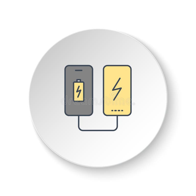 Runden Taste für mobile Batterie der Netzikone. runde Ausweisschnittstelle der Knopffahne für Anwendungsillustration lizenzfreie abbildung
