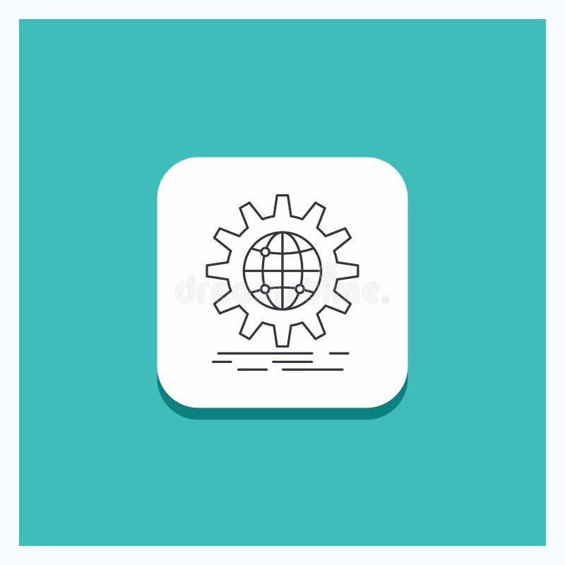 Runder Knopf für internationales, Geschäft, Kugel, weltweit, Gang Linie Ikone Türkis-Hintergrund vektor abbildung Runder Knopf für internationales, Geschäft, Kugel, weltweit, Gang Linie Ikone Türkis-Hintergrund vektor abbildung