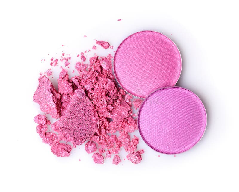Runder rosa zerschmetterter Lidschatten für Make-up als Probe des Kosmetikproduktes stockfoto