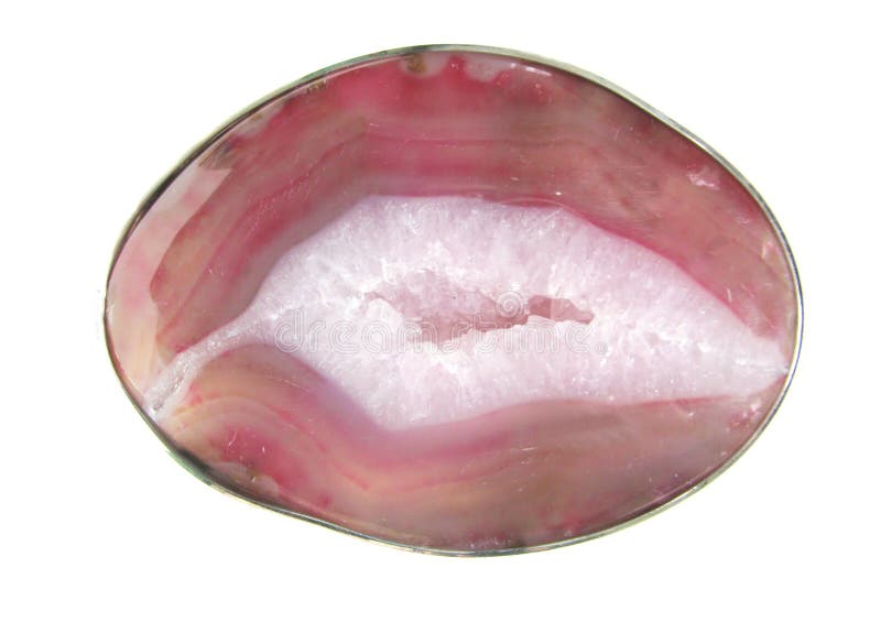 Runder rosafarbener Achat geode Kristall lizenzfreie stockfotos