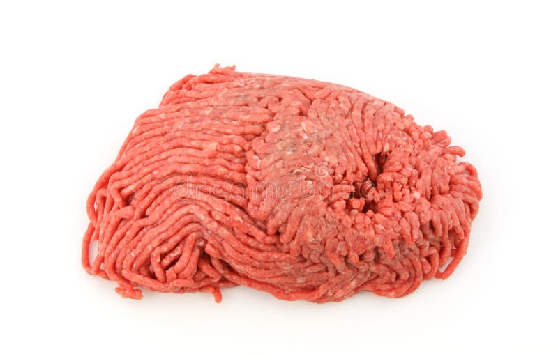 Eighty percent lean ground beef against a white background. Eighty percent lean ground beef against a white background.