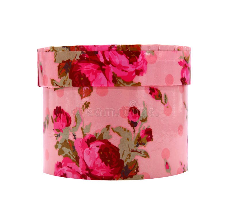 Rundes Rosa mit Rosengeschenkbox stockfotos