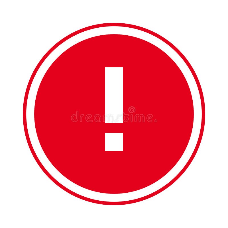 Rundes rotes Ausrufezeichen-Symbol, Schaltfläche, Aufmerksamkeitssymbol auf weißem Hintergrund stock abbildung Rundes rotes Ausrufezeichen-Symbol, Schaltfläche, Aufmerksamkeitssymbol auf weißem Hintergrund stock abbildung