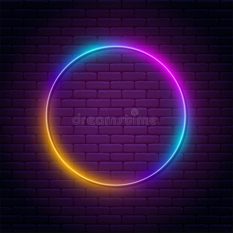 Rundnymbol. leuchtendes Neonlicht. leuchtend violette Neonröhre. Signatur- oder Bannervorlage in vektor abbildung