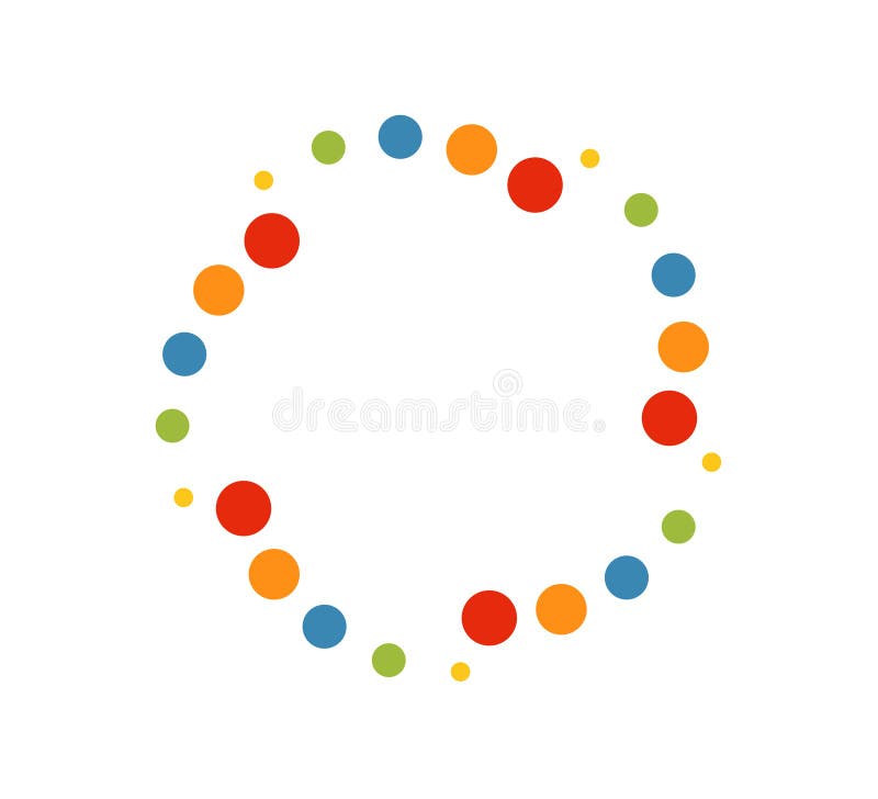 Rundspiralrahmen. Halbtoneffektvortex-Symbol mit gepunktetem Muster. Rundlader. Hälfte. Halbtonabstrakter. Vektorgrafik isoliert auf weißem Hintergrund.
