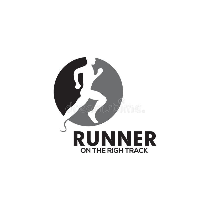 Runner Logo Design with Simple Sytle Template Stock Vector
