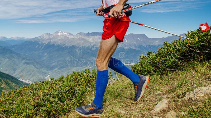 Runner Athlete in Compression Socks Running Trail Stock Image - Image ...