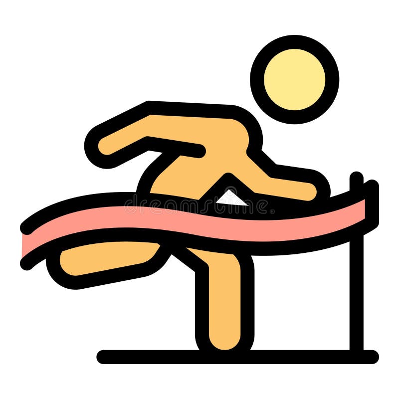 Runner at Finish Line Isolated Stock Vector Illustration of woman