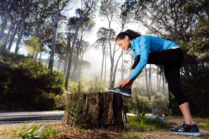 Runner preparing royalty free stock photo
