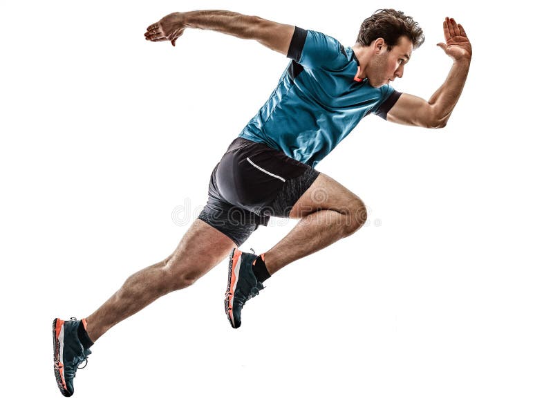 Runner running jogger jogger young man isolated white background