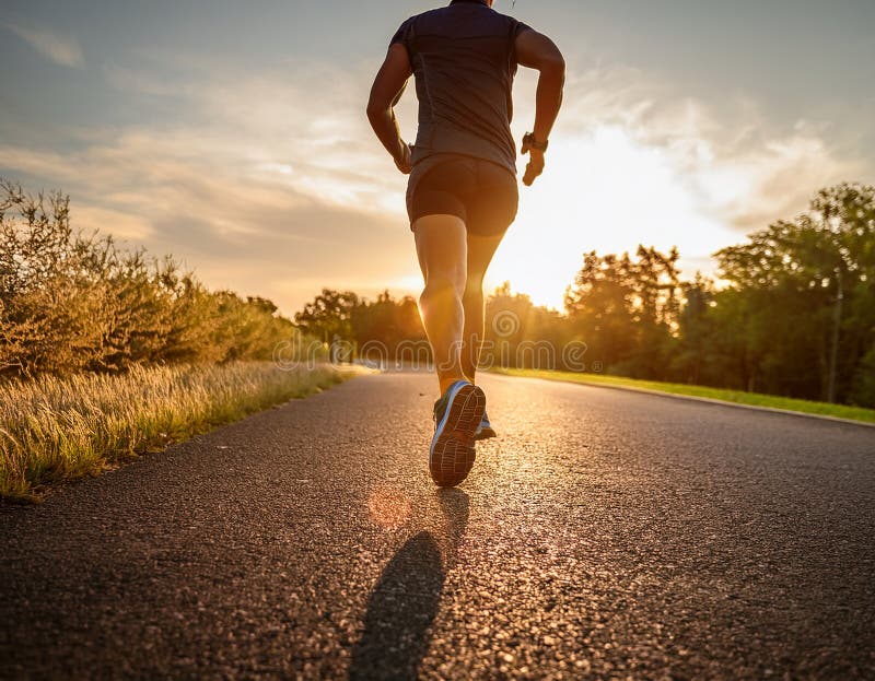 A runner\'s legs pumping rhythmically on a paved path vector illustration