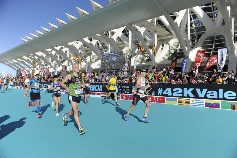 Runners Entering the Finish Line in the 2019 Valencia Marathon ...