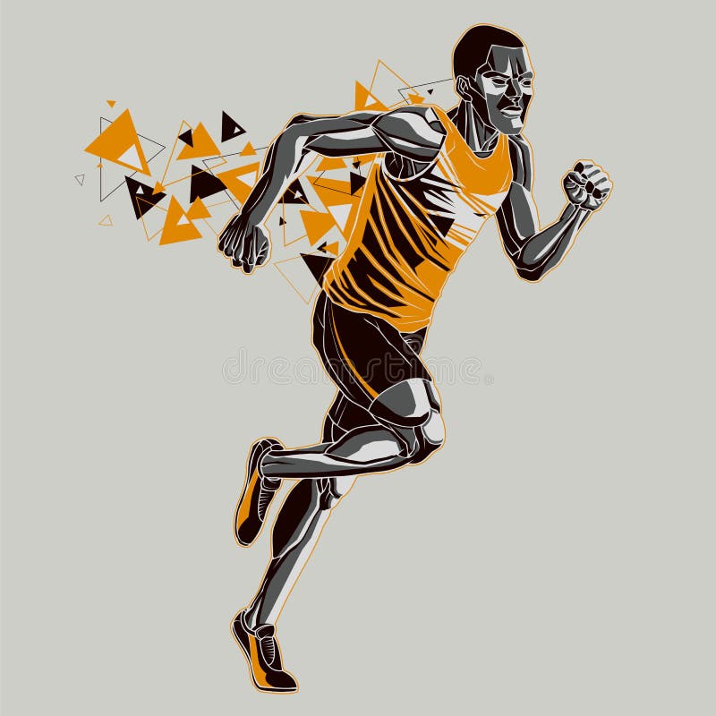 Running athlete with a graphic trail
