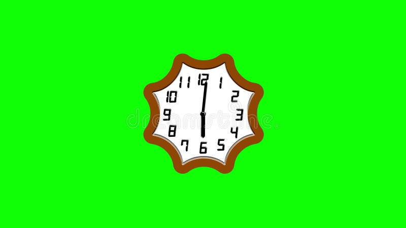 Running clock with beautiful design on green screen background