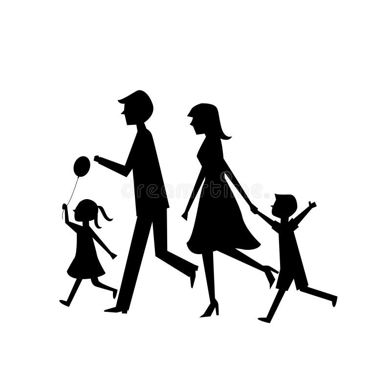 Running family of four royalty free illustration