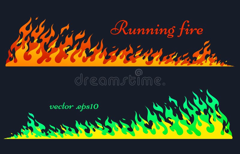 Running Fire, Vector Flame Elements Stock Vector Illustration of