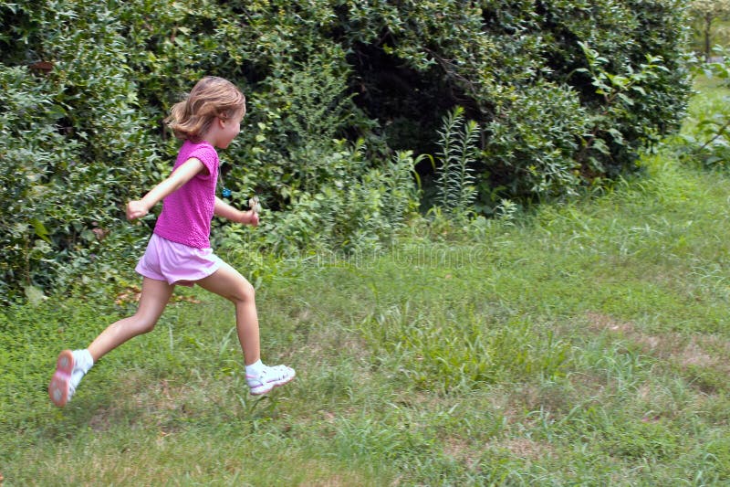 Running girl stock photo. Image of grass, lawn, play, natural 410968