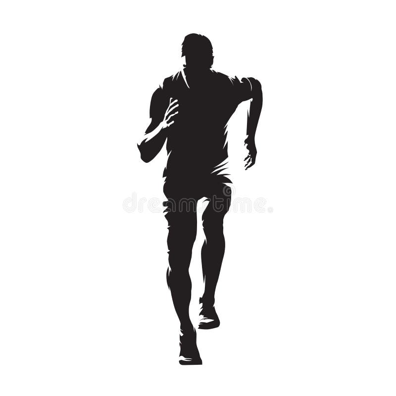 Running Man, Isolated Vector Silhouette. Sprinting Young Athlete. Run ...