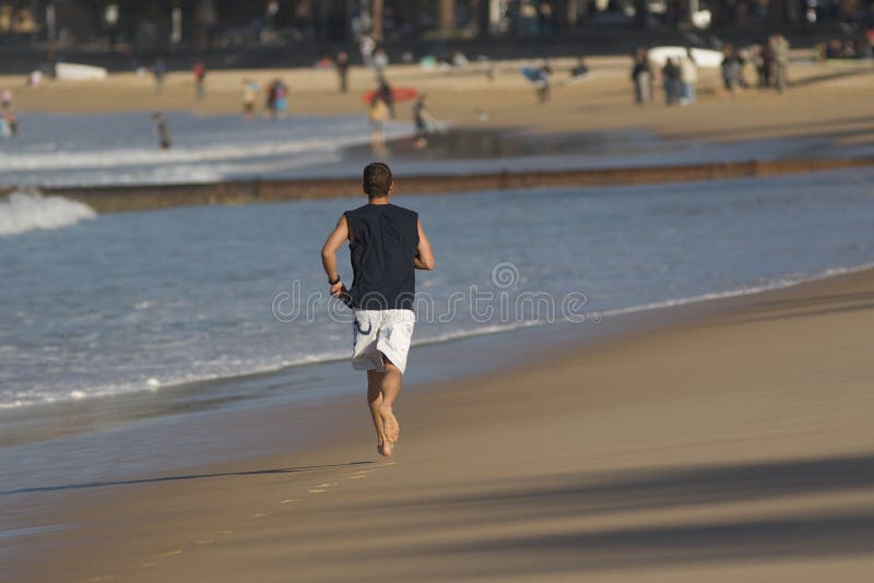 Running man on the shore