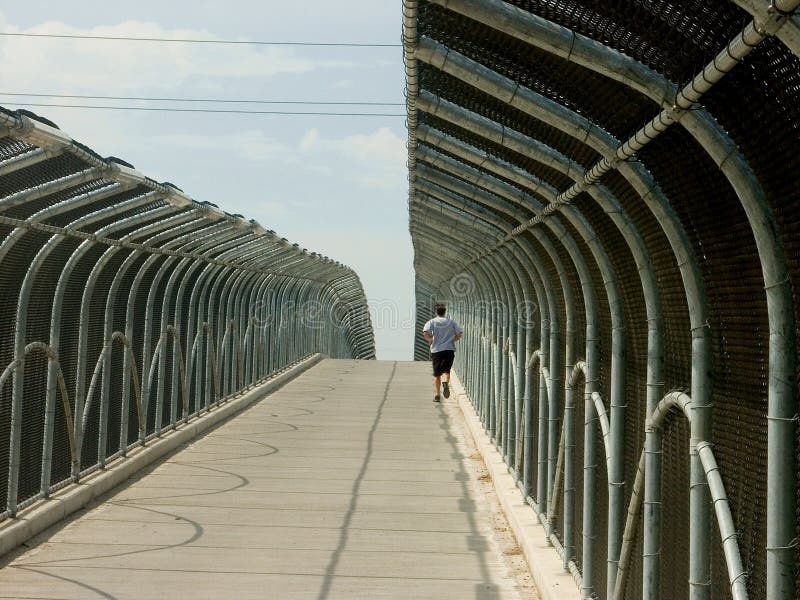 Running over a pedestrian bridge