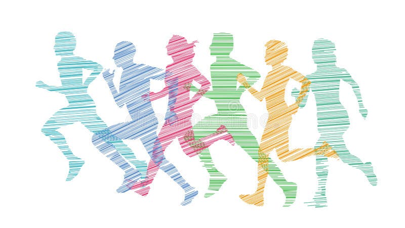 Running people doing sports,  Activity, Jogging stock illustration