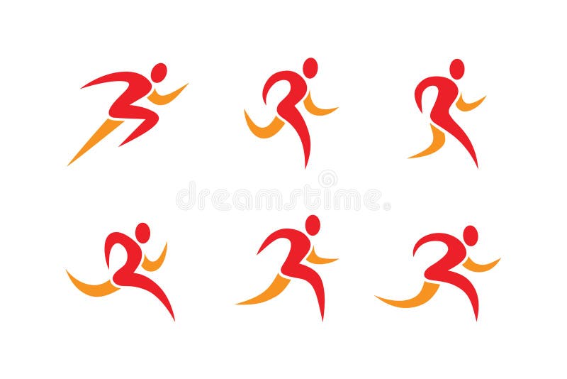 Running People Icons and Symbols Stock Vector - Illustration of fitness ...