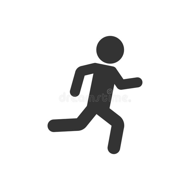 Running People Sign Icon in Flat Style. Run Silhouette Vector
